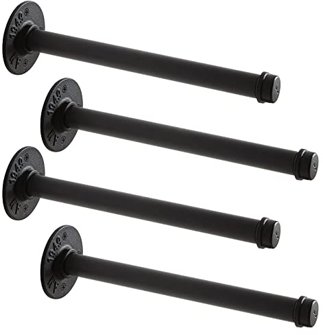 IBUYKE 12.2 Industrial Wall Pipe Clothes Bar, 4 Pack, Black TYJ004H
