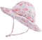 LACOFIA Baby Mädchen Sonnenhut UPF 50+ UV Schutz Kleinkind Sommer Baumwolle Mütze Strandhut Visierkappe mit Verstellbarem Kinnriemen Hellrosa Blumen 6-18 Monate