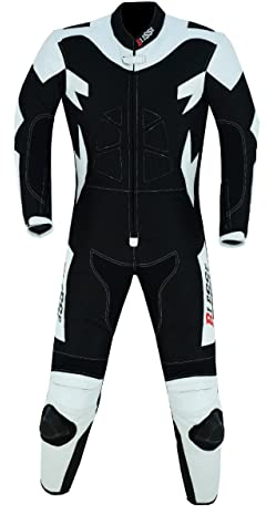 BI ESSE - Mini-Motorradanzug für Kinder, aus Leder und Stoff, professionell, mit Protektoren (Weiß Schwarz, M (8-9 Jahre))