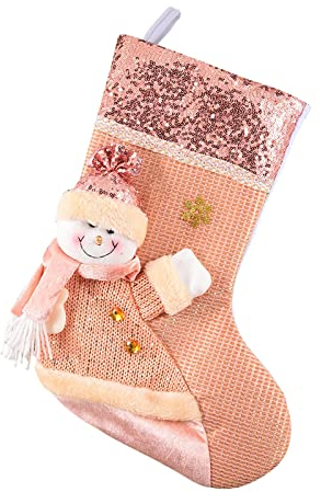 Weihnachtsstrümpfe Nikolausstrumpf Socken Set Weihnachten Weihnachtstaschenornamente Weihnachtsschmuck Geschenkstrumpf Pailletten Rosa Weihnachten Weihnachtssocken für Weihnachtsbaum Kamin Deko