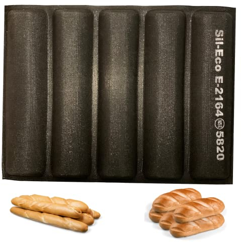 Générique 1x Moule baguette en silicone avec 5 moules à pain réutilisables et antiadhésifs, moule en fibre de verre tissé avec revêtement en silicone très haute qualité pain français Original.