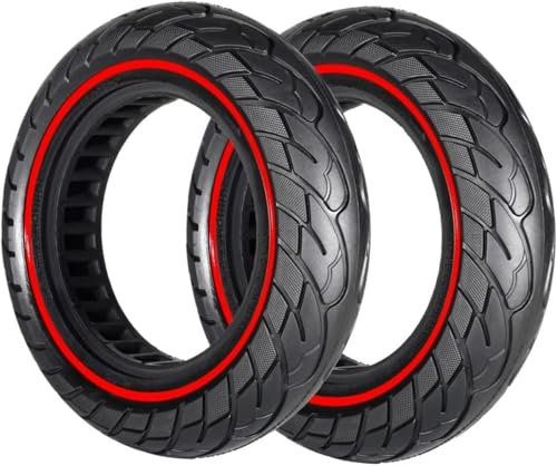 G.V.SHOP® 10X2.5 Zoll 45MM Vollgummirad für Elektroroller Scooter Scooter, Vollgummi, Kompatibel mit NINEBOT G30 Max, Xiaomi PRO 4, Anti-Rutsch, Vollgummireifen, 60/70-6.5 (Rot 2pcs)