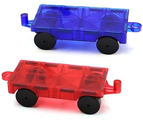 wooant Magnetic Tiles Expansion Car Buidling Blocks Set, STEM Toys for 3 4 5 6 7 8+ Year Old Girls Boys Magnet Bricks Truck, Magnetic Add-ons with Re-Enforced Hitch and Long Bed for Toddler Ages 3+