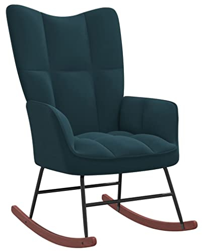 INLIFE Schaukelstuhl Blau Samt,9.85kg,328149