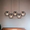 Lampadario Moderno a Sospensione in Ferro verniciato finish opaco 5 Attacchi per Lampadine 5xE27, Potenza max 1x60W 92x30 cm lunghezza filo 140 cm (Nero 5 Esagoni)