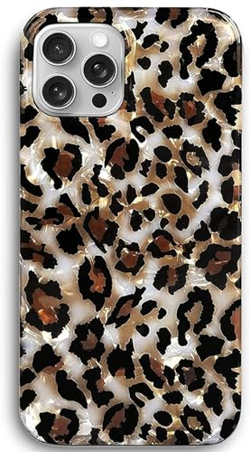 J.west Schutzhülle kompatibel mit iPhone 15 Pro Max Hülle 6,7, luxuriös, funkelnd, durchscheinend, transparent, Leopardenmuster, Gepardenmuster, Perlendesign, weiches Silikon, dünn, TPU, Schutzhülle