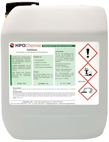 HPOChemie Fettlöser - Desinfektions-Küchenreiniger Konzentrat (10 Liter)