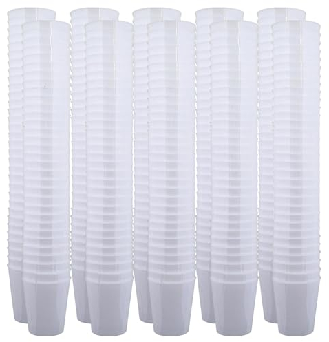 MIJOMA Bicchieri da liquore infrangibili in plastica, resistenti bicchierini per shot. Jello Shot, dessert, feste, matrimoni, compleanni, lavabili in lavastoviglie, riutilizzabili, 29 ml (bianco, 320