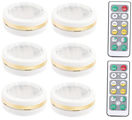 OSALADI 6st Batterieleuchten Im Schrank Kleines Pucklicht Dimmbare Led-lampe Mini-puck-lichter Schrankleuchte Zum Aufkleben Unter Led-leuchten Mit Fernbedienung Nachtlicht Weiß Abs Timer