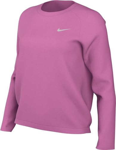 Nike Women's W Nk Df Pacer Crew Long Sleeve top, Playful Pink/Reflective Silv, L