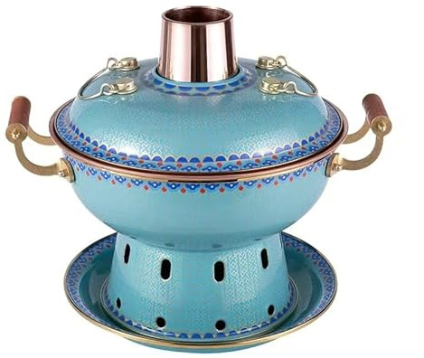 China Copper hot Pot, Cloisonne Copper hot Pot Burning Environmentally-Friendly Oil and Alcohol, one Person Sharing Small hot Pot, one Person Enamel Pure Copper fire Boiler Commercial. (Color : 8)