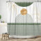 ASDCXZ Tenda da doccia boho, 180 x 180 cm, moderna, astratta, arte salvia verde, linea oro, foglie, cachi, sole, bagno, lavabile, in poliestere, impermeabile, per vasca da bagno con 12 ganci