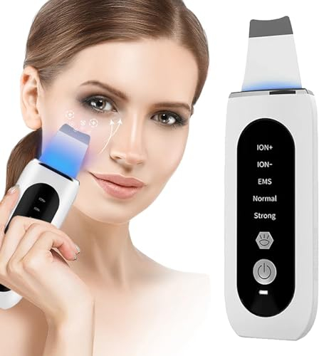 iksvmsis Skin Scrubber Facial, Espatula Ultrasonica Facial Profesional, Peeling Ultrasonico Facial con Diferentes Luz, Limpiador Ultrasónico Facial para Limpieza Facial Y Cuidado Facial