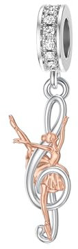 PROESS Tanz Charms 925 Sterlingsilber Ballerina Tanz Charm Perlen für Armband Kette Gymnastiktänzer Thema Schmuck Ballett Tanz Konzert Wettbewerb Geschenke für Mädchen Frauen