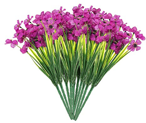 CORHAD 10 Stück Künstliche Violette Blumenarrangements aus Seidenstoff und Kunststoff Lebensechte Kunstblumen für Hauseingang und Dekoration Immer Frisch und Pflegeleicht