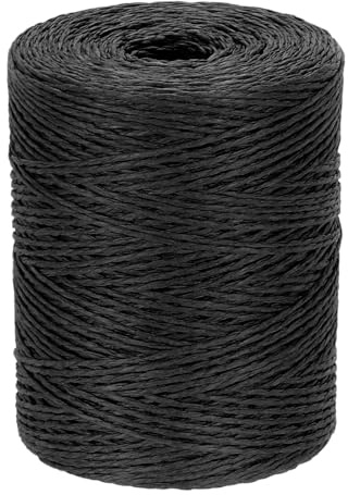 PATIKIL Hilo de Rafia de Algodón Natural 328 Yardas, Cinta de Papel de Rafia para Ganchillo para Sombrero de Sol, Bolsa de Playa, Envoltura de Hilo de Ganchillo, Tejer, Negro