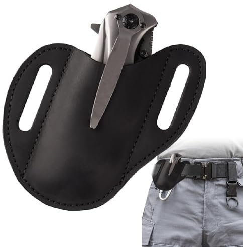 Folding Knives Holster for Belt | Handmade Leather Pouch Holster with Belt Clip,Pocket Knives Holder with Belt Clip, Men Leather Organizer Sheath, Leather Knives Sheath Belt for Most Pocket Knives