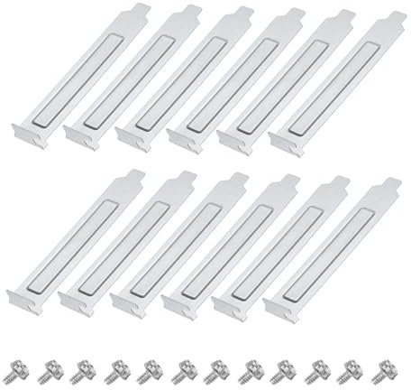 sourcing map 12PCS Silvery PCI Slot Cover Dust Filter, Blanking Plate Ventilation Deflector Bracket Expansion for Computer Chassis