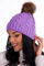 HEYO Gestrickte Damen-Wintermütze mit großem Kunstfellbommel HCD006 (DE/NL/SE/PL, Alphanumerisch, Einheitsgröße, Lila)