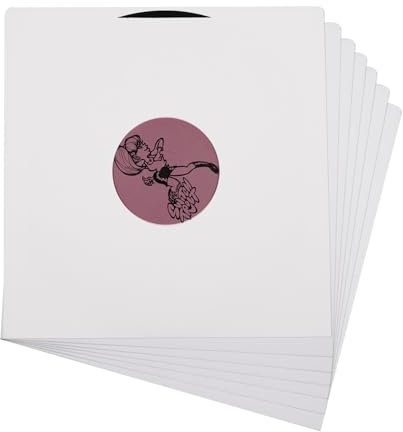 20PCS Vinyl Record Inner Sleeves Heavyweight Acid-Free Paper Album Covers Square White Kraft Paper Inner Sleeves with Hole for LP Albums (10 inch)