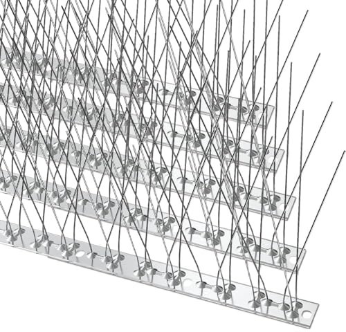 Bird Spikes with Stainless Steel Base, Pigeon Spikes Kit Cover 6M, spikes for fence tops, Pigeon Spikes for Roofs and Windows, Birds Control Defence Spikes pigeon deterrent ﻿