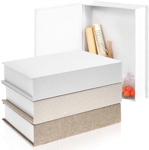 Xaztr 3Pcs Faux Books for Decoration, Faux Books Decor Storage Modern Book Boxes Decor Linen Display Book for Bookshelf Cafe Hotel Home Decor(8.6 x 5.9 x 1.8 Inch)