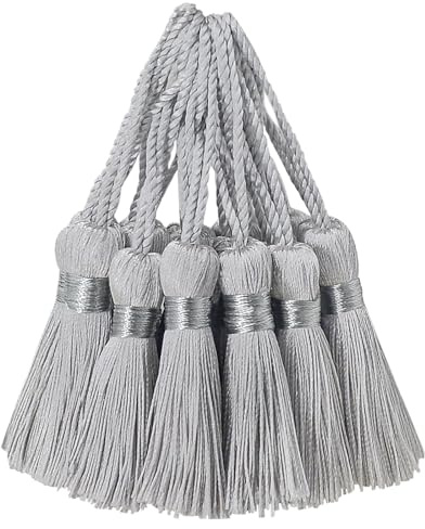 30 Stück Mini Seidige Quasten Anhänger Basteln Klein Hängend Zubehör für DIY Lesezeichen Frau Schmuck Schlüssel Kett Tasch Vorhang Personalisiert Hochzeit Geschenk Deko (Silber Grau)