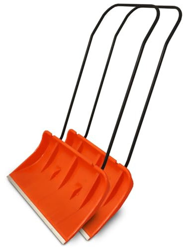 Bituxx Schneeschieber 80cm Schneeschaufel Schneewanne Schneeschild extra Breit mit Bügelgriff und Räder Orange (2 Stück)