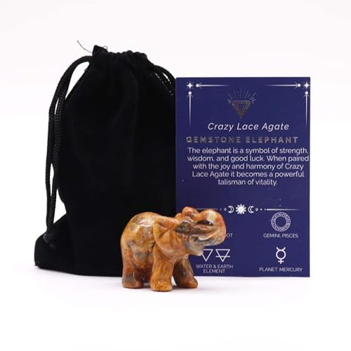 Gemstone Figures Gemstone Lucky Elephant Crazy Lace Agate
