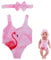 IKOPFLN Badeanzug für Puppen mit Flamingo-Motiv, Schwimm-Set für Puppen, Größe 35-45 cm, für Badespaß an heißen Sommertagen, 1 Satz