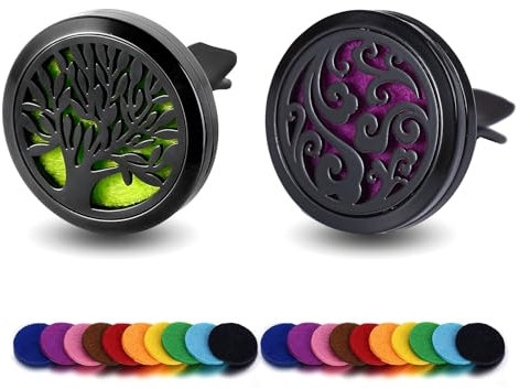 Oil Diffuser,RoadLoo 2 Pcs Car Diffuser Air Freshener Vent Clip Car Aromatherapy Locket Essential with 20Pcs Random Color Felt Pad for Office or Other Places