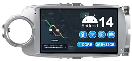 MISONDA 2G+32G Quad Core Android 14 Autoradio per Toyota Yaris Grma 2012-2017 GPS Navi EQ Bluetooth 5.0 A2DP WiFi DAB SWC