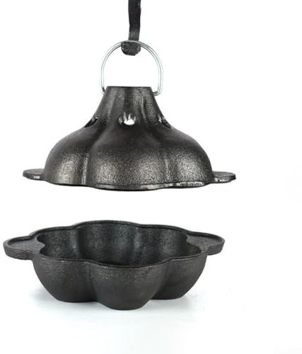 Besshepplo BBQ Grilled Garlic Iron Pan Uncoated Double Ears Grill For Roasted Orange Tea Stewed Chestnuts Dried Fruit Cast Iron Pot For Roasting