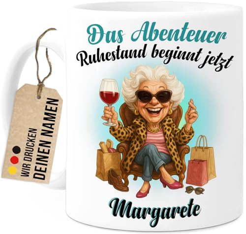 Tassenliebling® Ruhestand Tasse personalisiert - Renteneintritt Geschenk 2025 Frau - Abenteuer Rente - Abschiedsgeschenk Kollegen Rente Rentenbeginn - Lustige Tasse Rentnerin