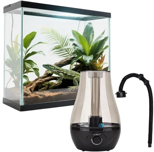 Reptilien Nebelmaschine 3L Luftbefeuchter mit Verlängerungsschlauch für Terrarien Vivarium Amphibien Schildkröten, StilA- Stil A/Schwarz