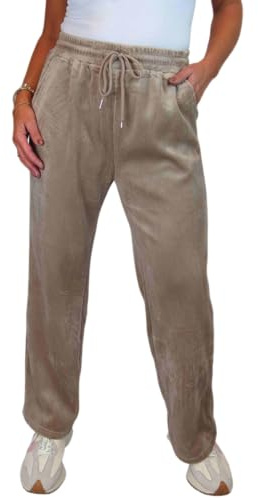 Paulo Due Women's Stretch Corduroy Trousers with Elasticated Waist Ladies Relaxed Leg Trousers Beige 8-18 (12-14)