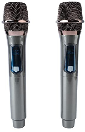 POENVFPO Set di Microfoni Wireless Dinamici Set di 2 Microfoni Wireless HiFi UHF per Canto e Parlato per Uso Domestico