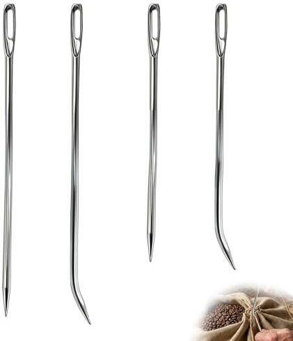 tiyiyok 4 Stück Nähnadeln mit Großem Öhr, Stopfnadeln mit Großem Öhr, 17cm und 14.5cm Gerade und gebogene Nähnadeln, Geeignet für Leder, Tapeten, schwere Stoffe, Teppiche