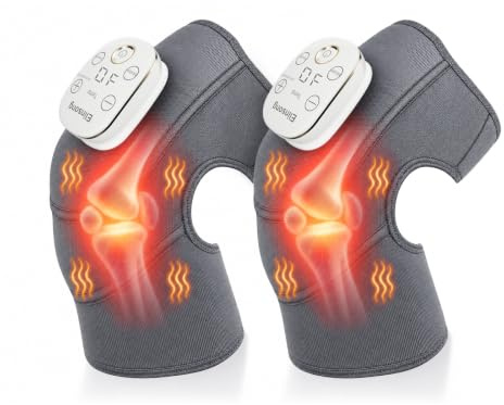 Raplink Doppel Knie-Massagegerät, Kabelloses 3-in-1-Knie-Massagegerät mit Wärme- und Vibrationsfunktion, Sprachausgabe Lindert Gelenkschmerzen, Entspannt die Muskeln, Tragbar Ideales Vatertagsgeschenk