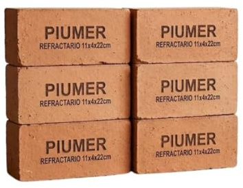 Piumer Ladrillos Refractarios de Cerámica, 11x4x22 cm, para Chimeneas y Barbacoas, 6 Unidades