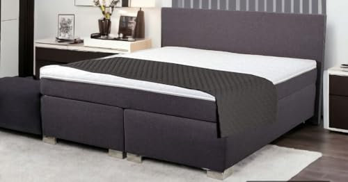 Charlottes Möbelkaufhaus Boxspringbett Anthrazit ROM II 160 x 200 cm Exzellenter Schlafkomfort Tonnentaschenfederkern mit Topper Härtegrad H2 H3 (160x200 cm, Dunkelgrau Anthrazit Stoff)