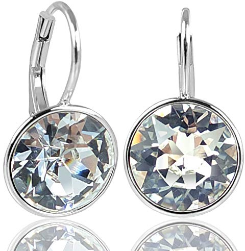 NOBEL SCHMUCK Ohrringe mit hochwertigen Marken Kristallen 925 Sterling Silber - schlicht modern