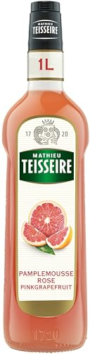 Sirop de Pamplemousse Rose Mathieu Teisseire, pour boissons, cocktails avec ou sans alcool, vins, bières, boissons gazeuses, thés, bouteille de 1L