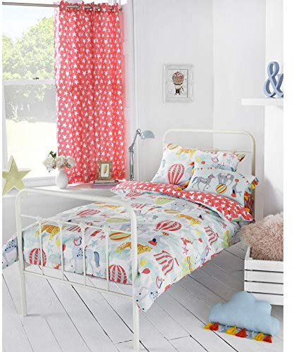 Riva Paoletti Kids Jungletastic Ringtop Eyelet Curtains Pair, Polycotton, Green, 168 x 183 cm