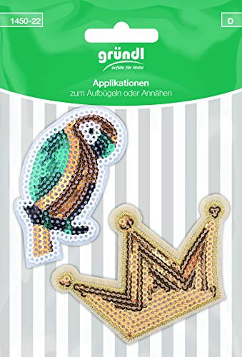 Gründl Applikation Aufbügler Vogel Krone Flicken Aufnäher Bügelflicken Bügelbild