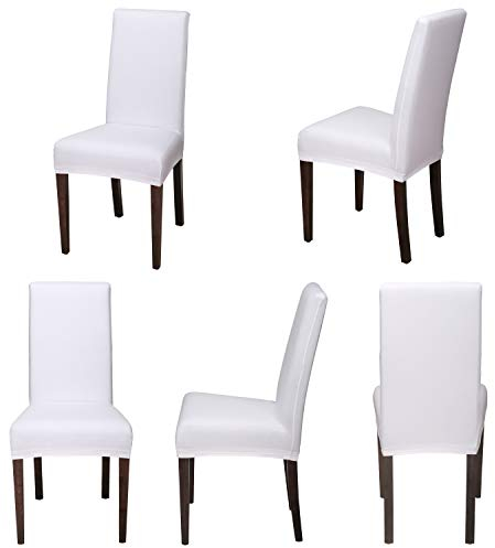 Staboos Stuhlhussen 4er Set - Hochwertige und elastische Stuhlhussen für Swingstühle - Pflegeleichte Stuhlbezüge & Hussen für Stühle - Perfekter Stuhlbezug 4er Set - ÖKO TEX Zertifiziert - Weiß