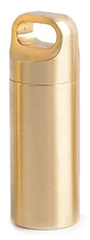 Tragbare Pillendose aus Metall, wasserdicht, kleine Tasche, Schlüsselanhänger, für Outdoor-Reisen, Camping (Gold, Medium, 1 Stück)