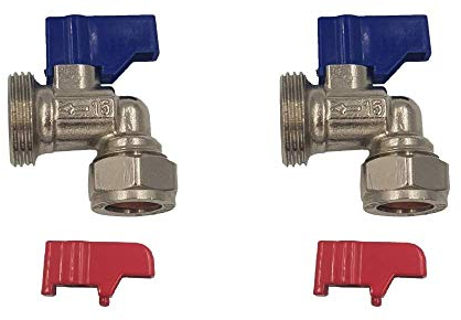 Aumix 15mm x ¾ inch Angled Elbow Washing Machine/Dishwasher Valve x2