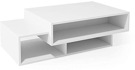 Vicco Couchtisch Bari, Couchtisch mit der Ablage, Weiß, 105 x 60 cm