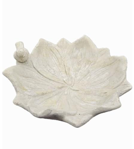 linoows Vogeltränke, Vogelbad, Futterplatz Blume aus antik grauem Beton